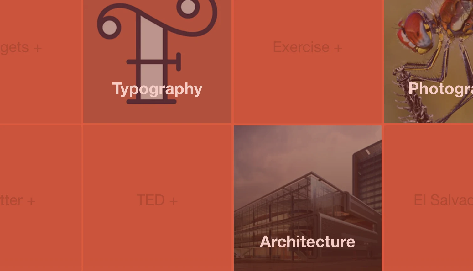 Prismatic topic and interest interface