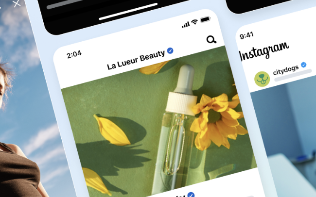 Instagram surfaces for La Lueur Beauty and citydogs with blue checkmarks beside their names